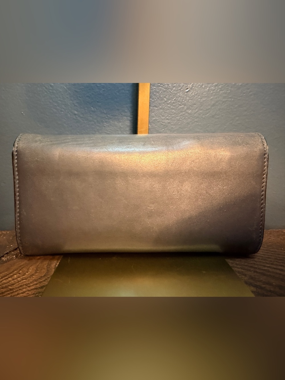 Chloe Navy and Gray Leather Double Flap Suede Wallet with Gold Hardware - Picture 2 of 14
